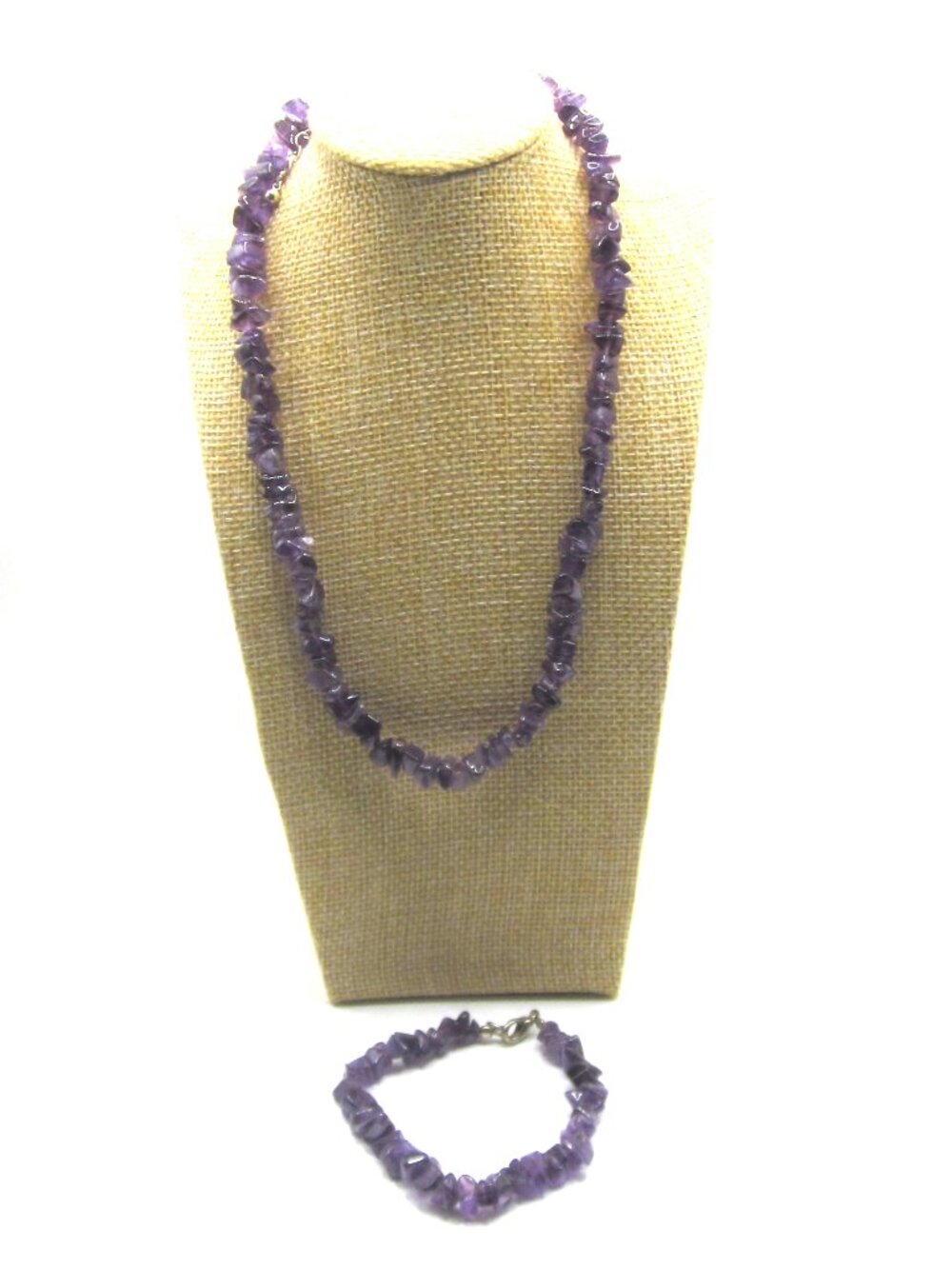 Amethyst Chip Necklace Bracelet Set